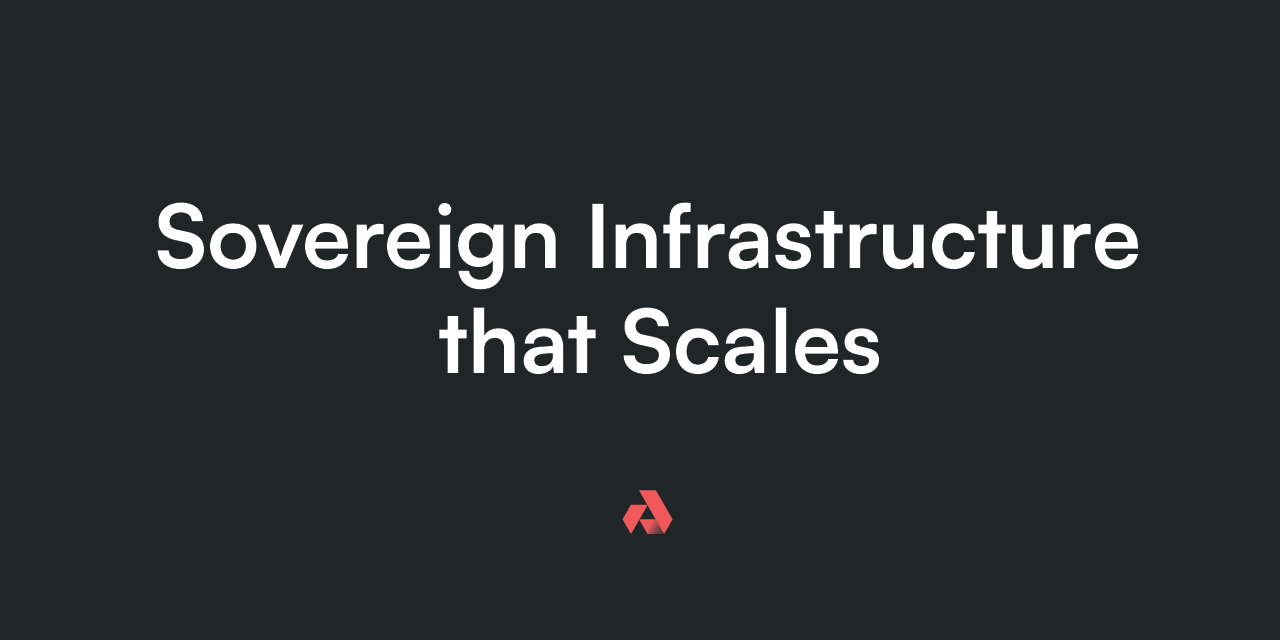 "Sovereign Infrastructure that Scales" slogan with black color background